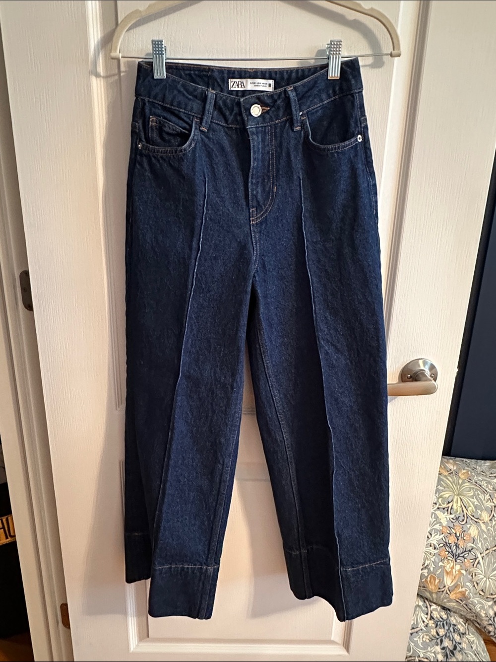 Zara dark wash straight leg denim pants